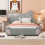 Adorable lit plateforme double avec tête de lit en forme d'ours, offrant confort, sécurité et rangement pour une chambre de rêve