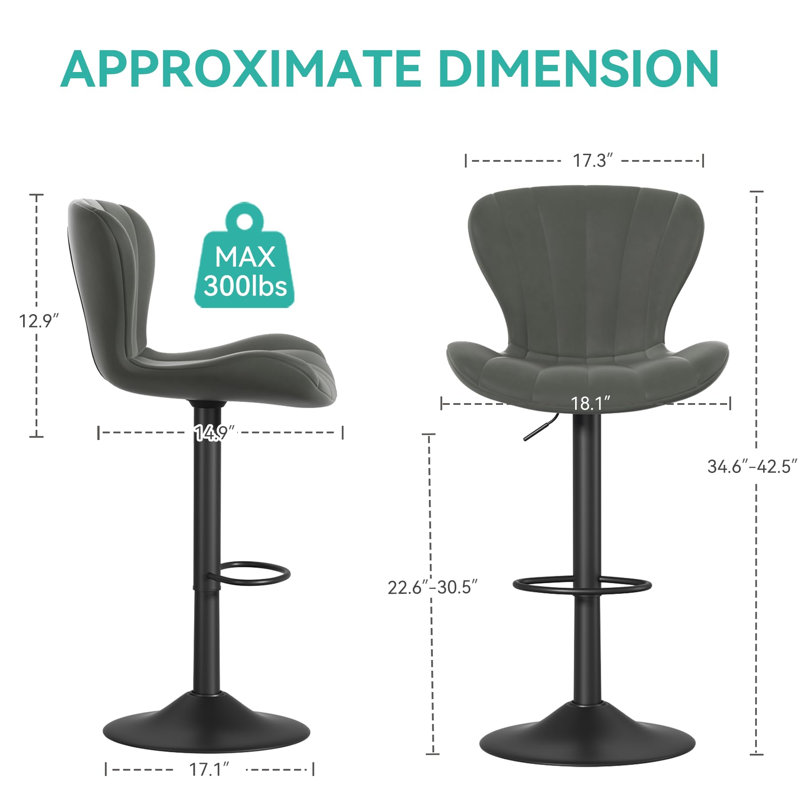 Tabouret de comptoir Keyvonna, Gris foncé