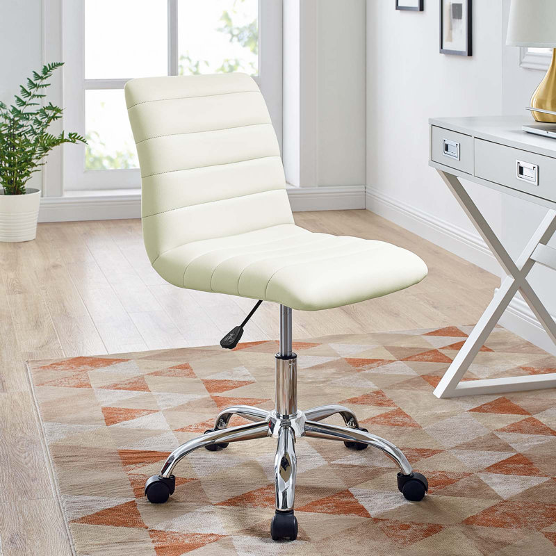 Modway Ripple Armless Mid Back Vinyl Office Chair, White