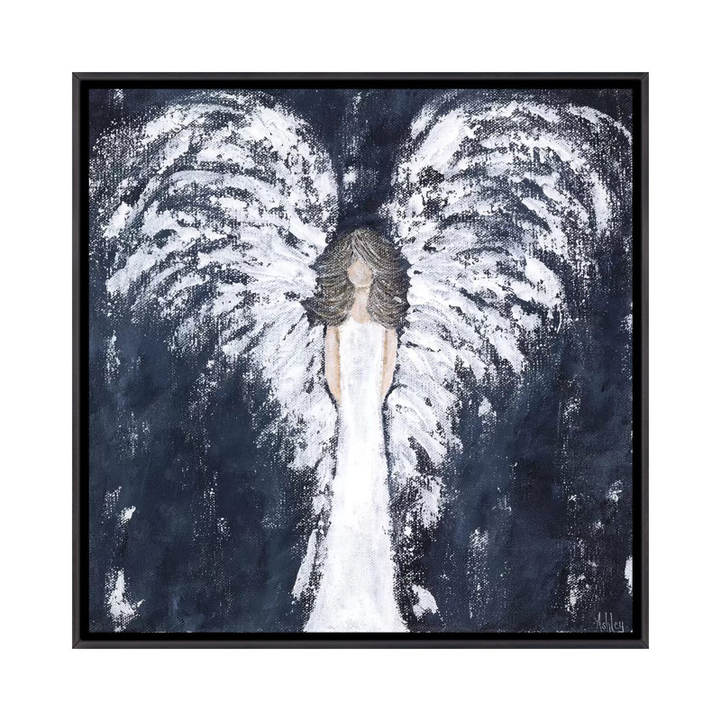 "Marine Angel" par Ashley Bradley, reproduction d’art, Pas de tapis, H 18 po x l 18 po x 1,5 po, Toile avec cadre noir patiné