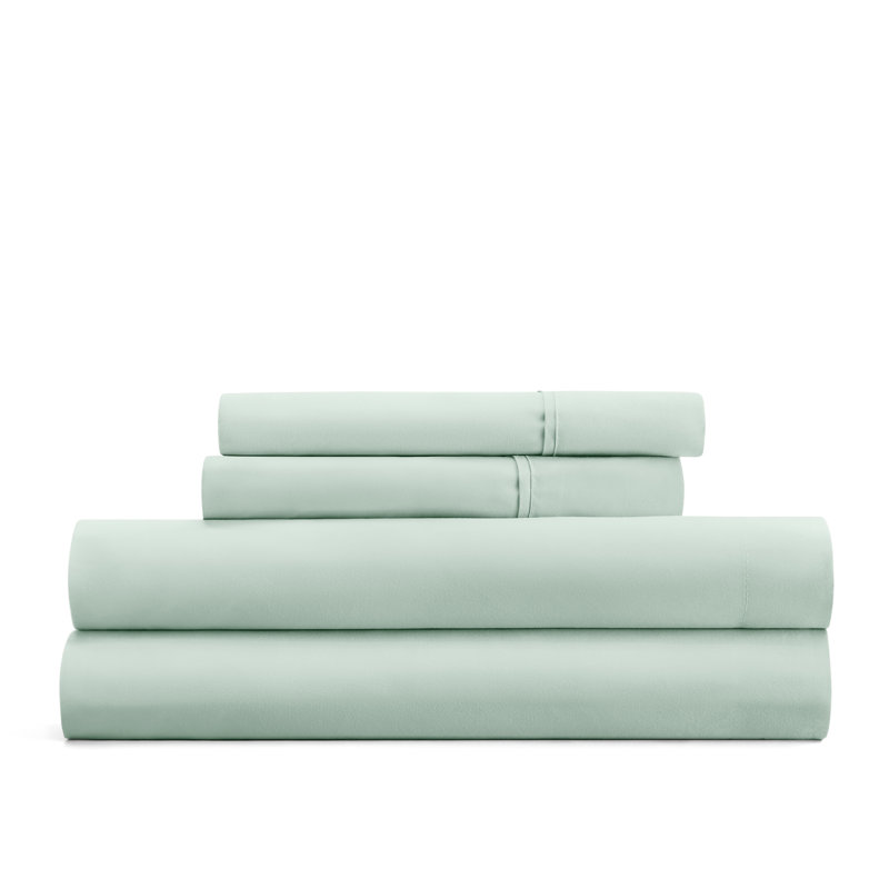 Ensemble de draps 4 pièces Ultra Soft, Ensemble de draps pour lit simple avec 1 taie d'or, Menthe