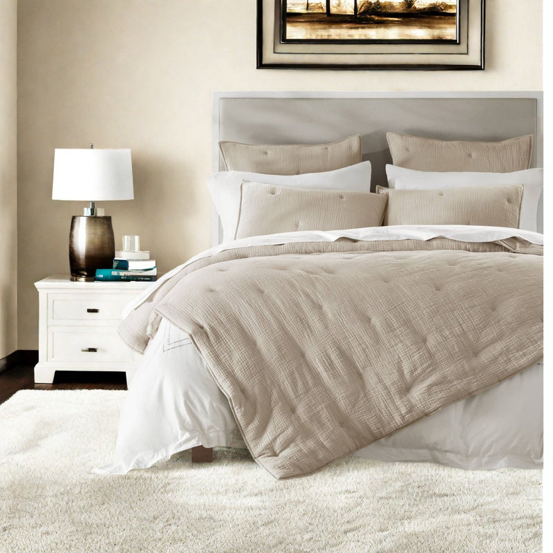 Piece Cotton Bedding Sets, Taupe Embroidered Quilt, Full Queen
