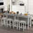 Ebern Designs 3 Pcs Bar Table Set Dining Table & 2 Linen Fabric Padded Bar Stools Faux Marble White