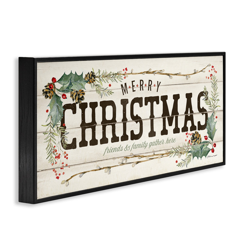 «Merry Christmas Friends & Family», art numérique par Stephanie Workman Marrott, Giclée encadrée noir minuit