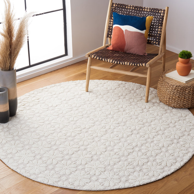 Tapis géométrique en laine / coton tissé à la main Vermont, Rond 6 pi