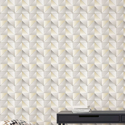 Geometrix 25.4m x 52.8cm Satin Wallpaper Roll
