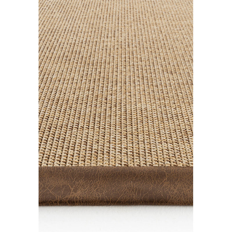 Terazza Leather Medusa Border Sisal Carpet, Rectangle 5'3" x 7'7"