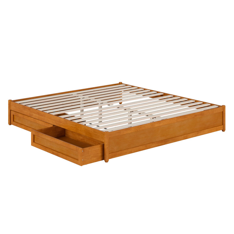 Lamariah Solid Wood Platform Storage Bed, Light Toffee, King