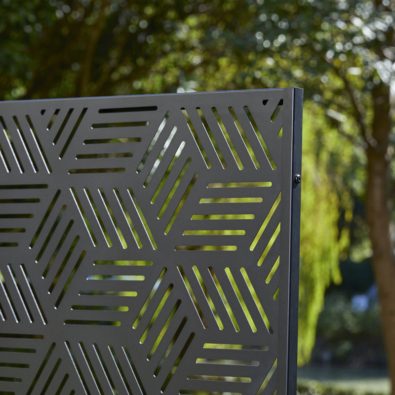 Black Matte Geometric Pattern Steel Privacy Screen Divider