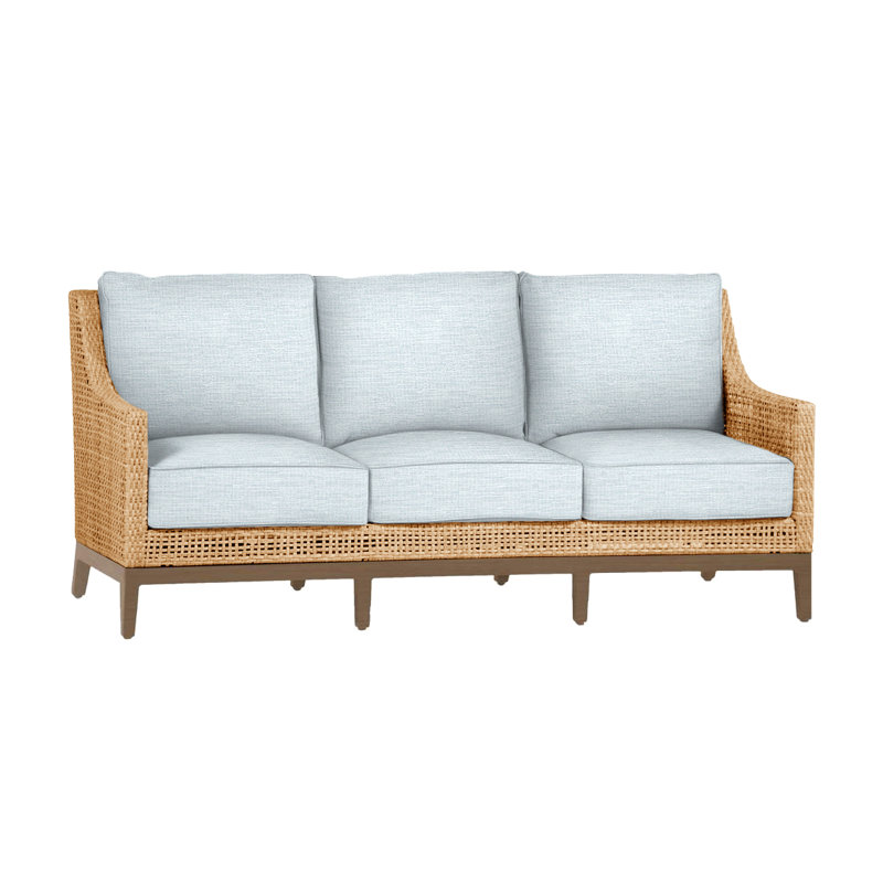 Peninsula Woven Sofa - Light Raffia/Sandalwood,  Raffia/Sandalwood, Dove Sunbrella® Linen, Welt + Standard fill