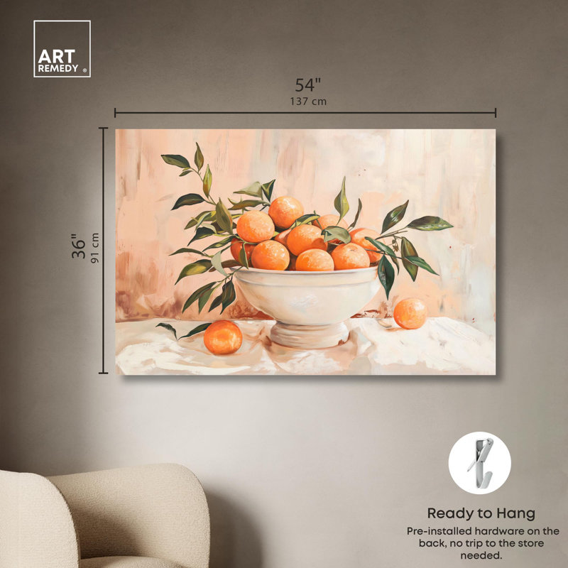 Large Orange and Green Abstract Canvas Wall Art