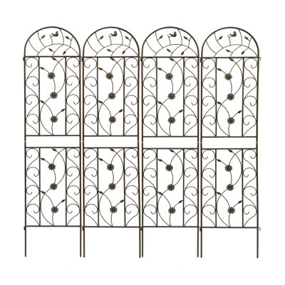 4 Pack Metal Garden Trellis 86.7" X 19.7" Rustproof Trellis For Climbing Plants Outdoor Flower Support Brown