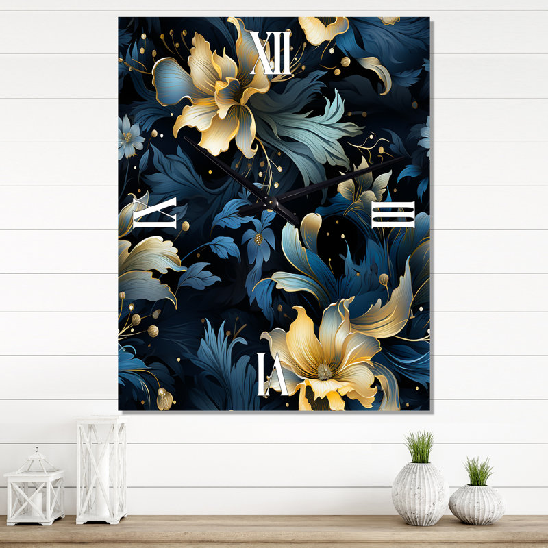 Jaquelinne - Floral Wall Clock, 32'' H x 14'' W x 1'' D