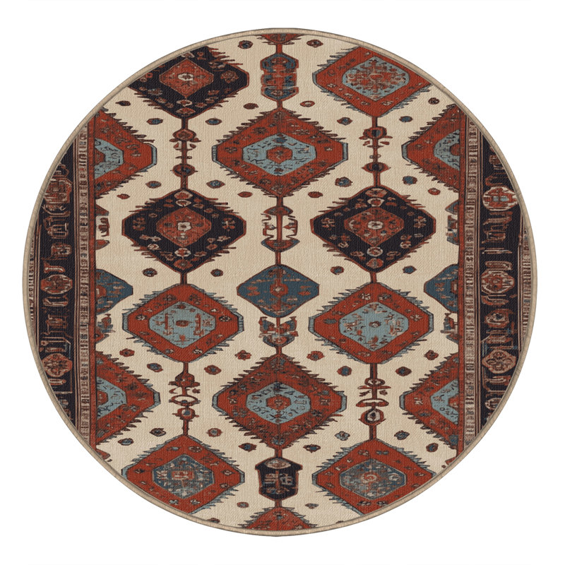 Tapis brun lavable à la machine, Rond 8 pi