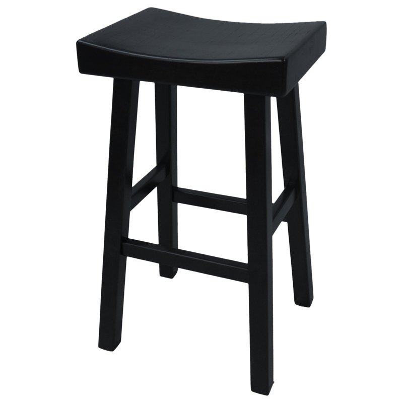 Tabouret 30 "en bois massif, Noir, Tabouret de bar (siège d'une hauteur de 30 po)