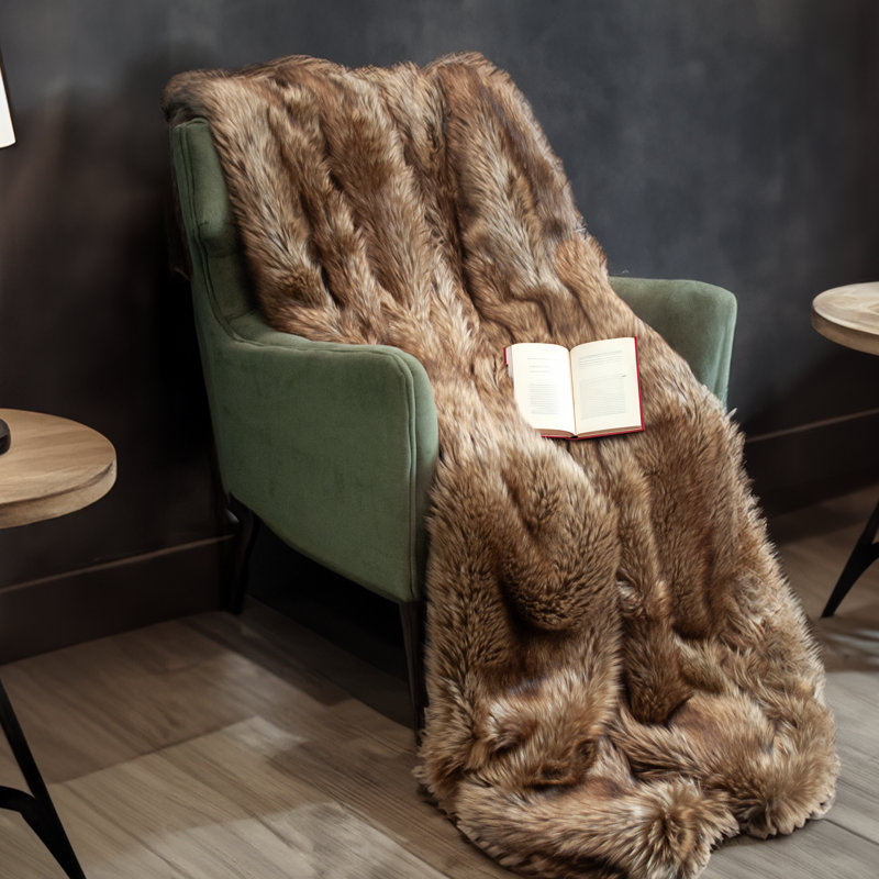 Jeté en fausse fourrure de luxe Thomas Collection® Russet Chinchilla, L 60 po x L 60 po