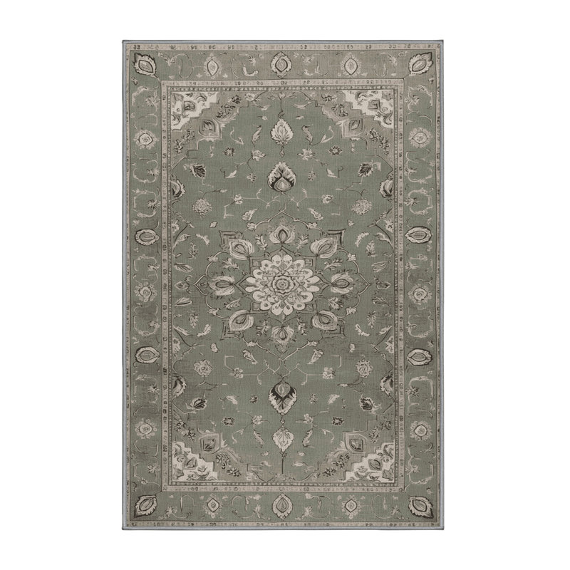 Tapis gris Tabriz lavable à la machine, Rectangle de 5 pi x 8 pi