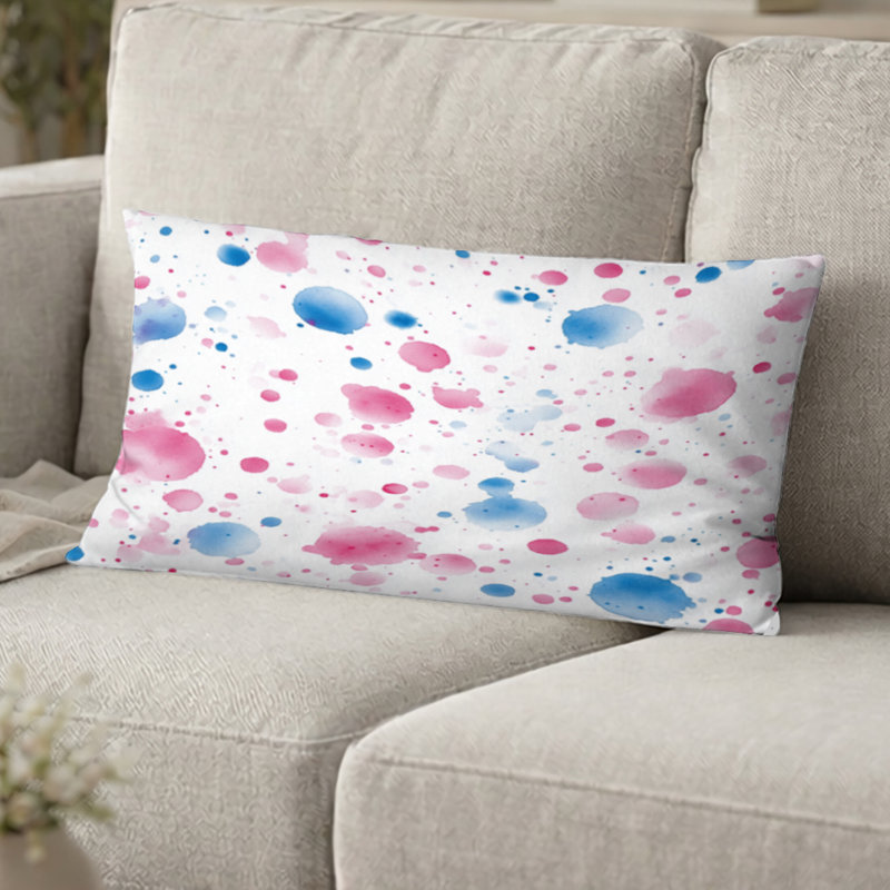 Coussin décoratif moderne Modern - coussin abstrait rose et bleu, H 12 po x l 20 po
