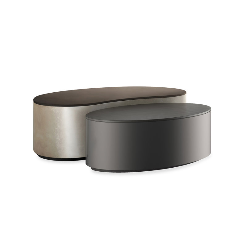 Deep Bronze Oval Metal Cocktail Table with Hidden Casters