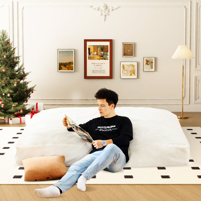 Fauteuil-sac géant pour adultes, Fausse fourrure blanche