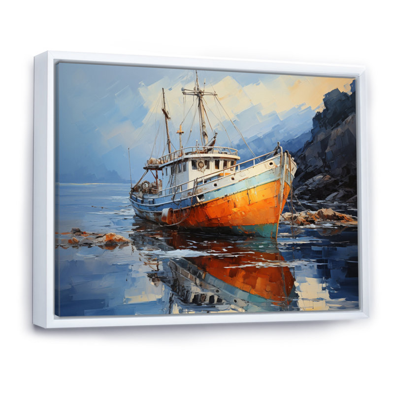 Fishing Boat Dreamy Regatta I - Transportation Canvas Prints, H 12 po x l 20 po x P 1 po, Cadre flottant blanc