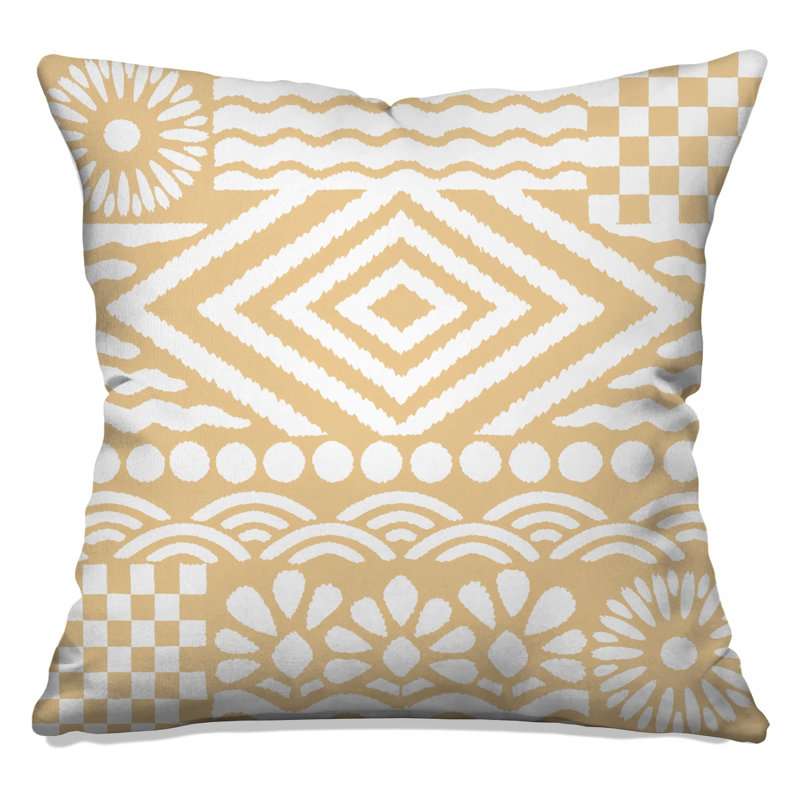 Coussins décoratifs à motif géométrique beige, 14 x 14 inches