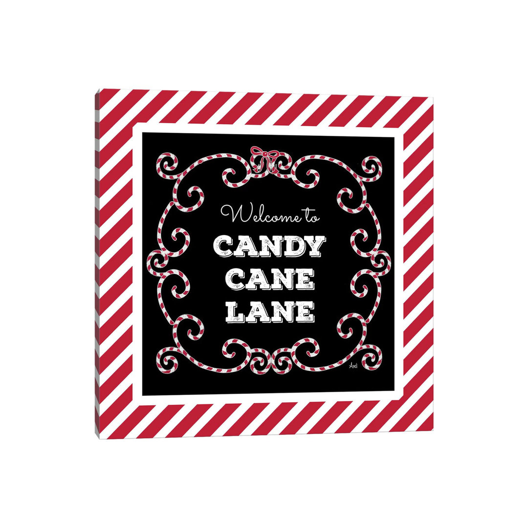 Welcome To Candy Cane Lane by Andi Metz - Wrapped Canvas Print