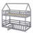 Twin Over Twin House Bunk Bed With Fence And Door-1325644143