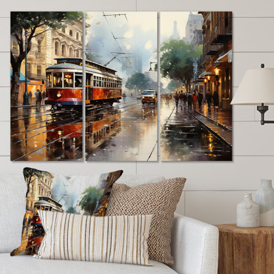 «New Orleans Orleans Cityscape Comes Alive At Night II», reproduction sur toile 3 pièces
