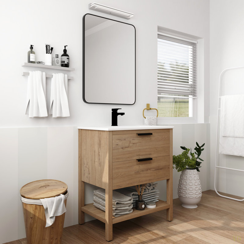 Contreplaqué de meuble-lavabo 30 po avec 2 tiroirs, Blanc