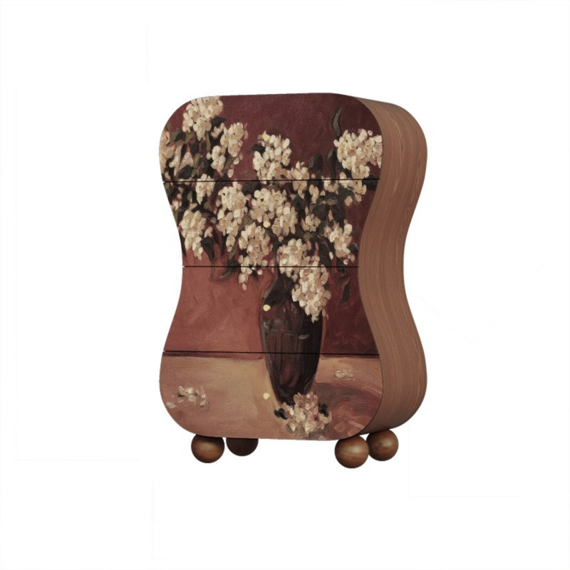 Commode d'appoint de rangement moderne à quatre tiroirs, Noyer