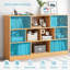 Bibliothèque à 3 niveaux avec tablette ouverte en bois avec base, présentoir 5 cubes et rangement en un-1837402951-1837403070