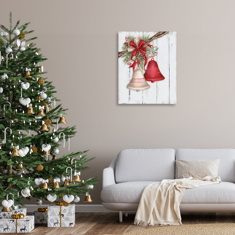 «Rustic Winter Bells», art mural sur toile par Emma Leach, H 40 po x l 30 po