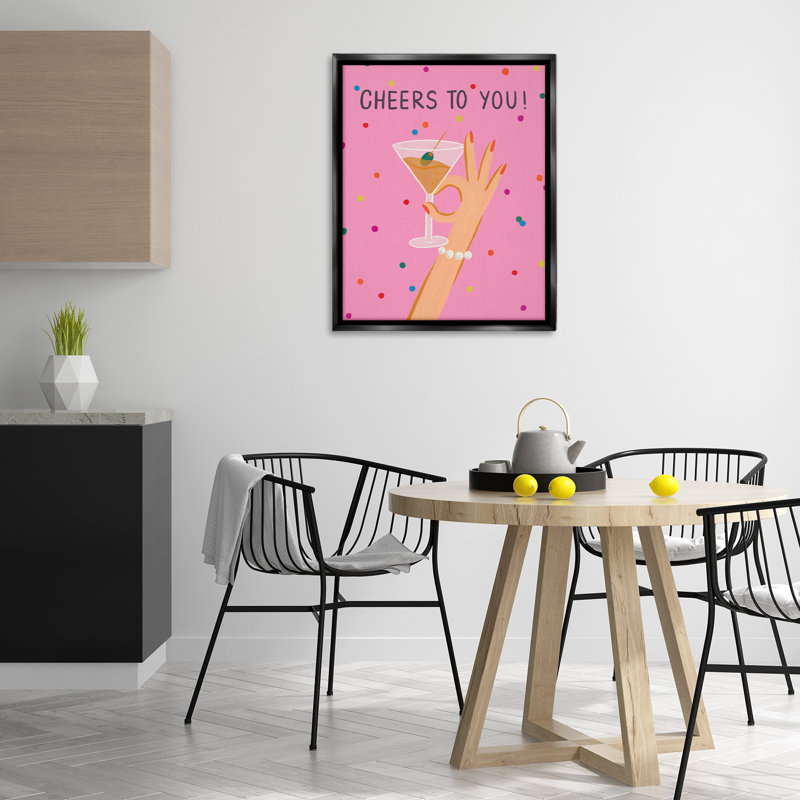  Cheers To You, art mural encadré sur toile Martini par Deborah Curiel, H 31 po x l 25 po, Cadre flottant noir de jais