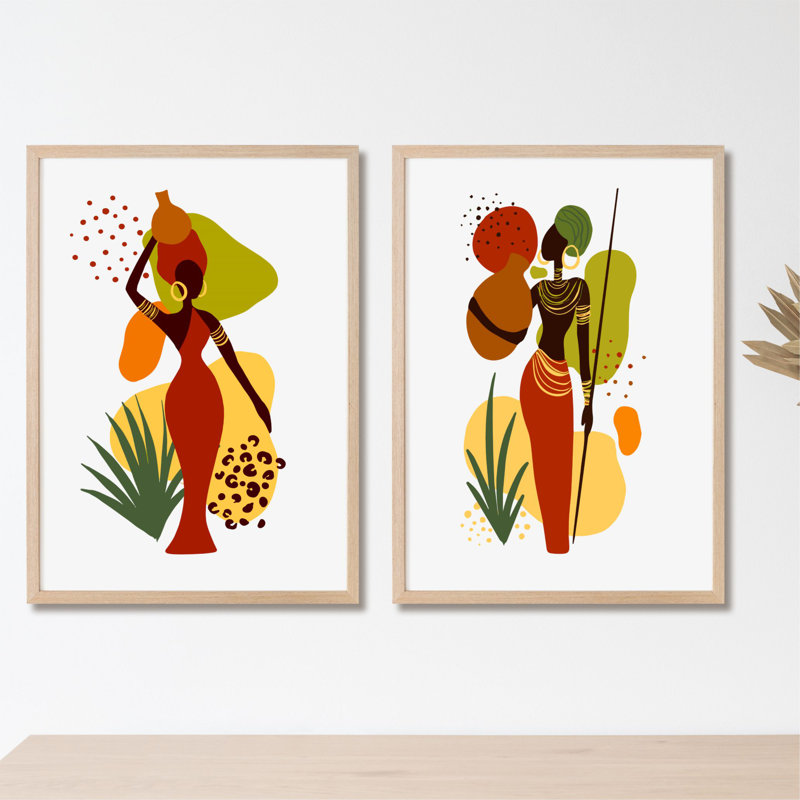 Abstract Ethnic African Women - Print Set on Plastic / Acrylic