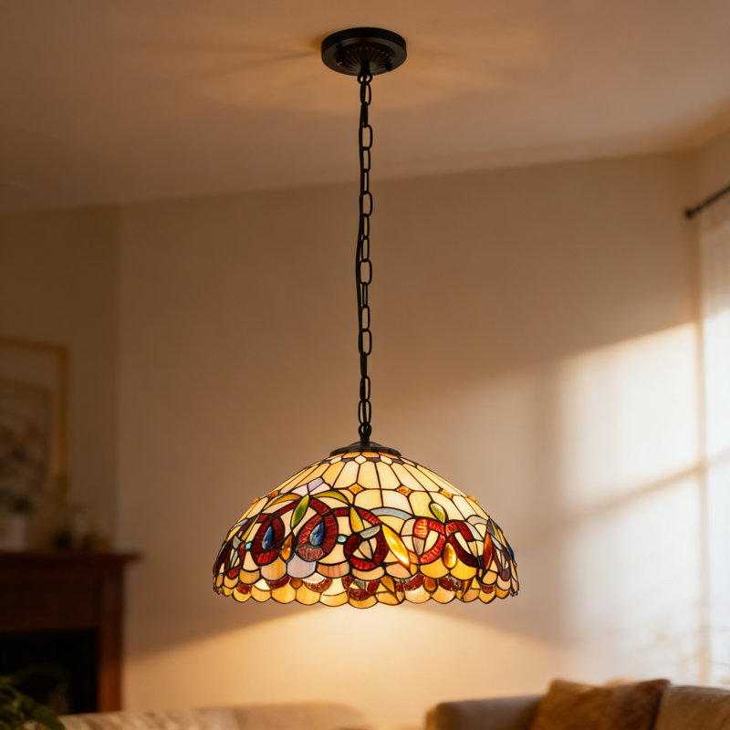 2-light Dimmable Tiffany Chandelier