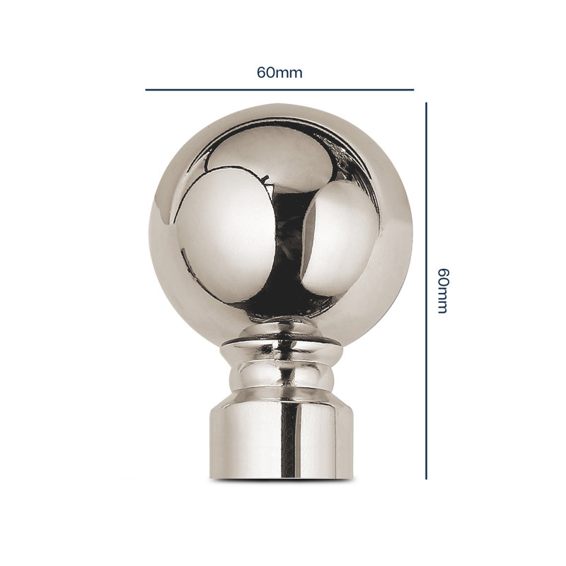 Heavy-Duty Adjustable Curtain Pole with Finials, Brushed Silver, 70-120cm
