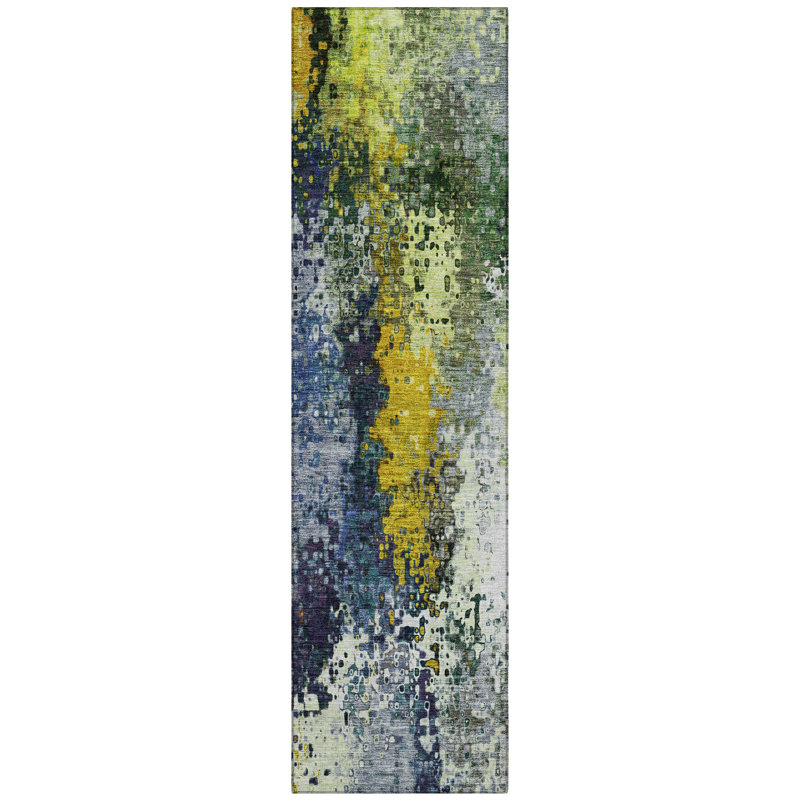 Machine Washable Indoor/Outdoor Boruta ACN2242 Abstract Rug, Runner 2'3" x 7'6"