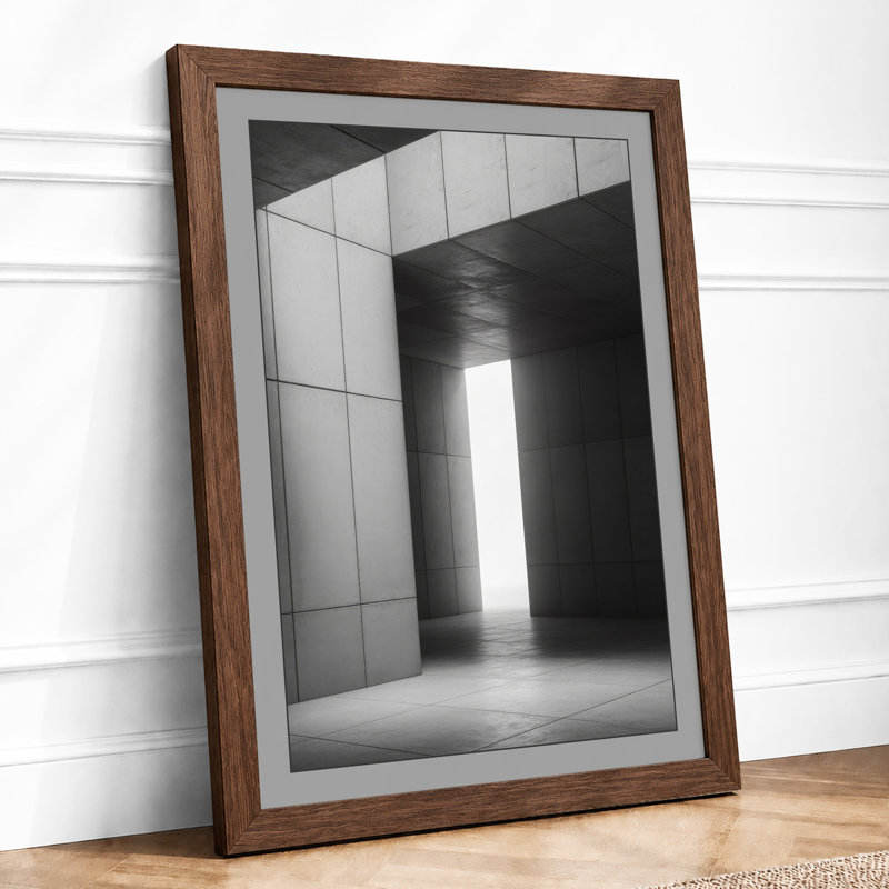 Corridor Light Minimalist - Framed Print, A3 - 42.0 x 29.7 cm, Walnut