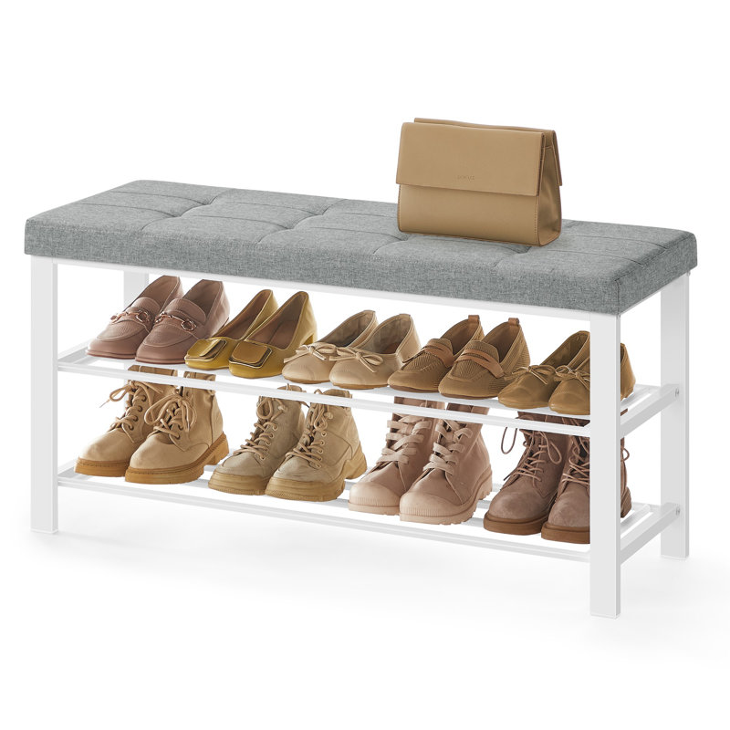 Shoe Storage Bench, Dove Gray/Cloud White