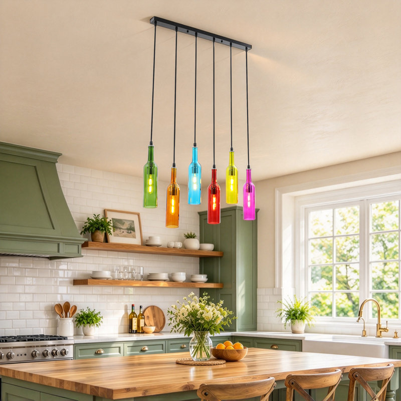 Lampe suspension en verre Creative, 6 lumières