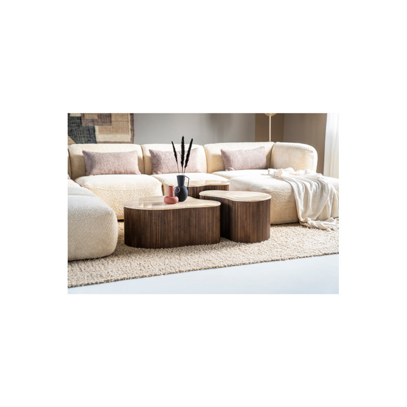 Mari Stone Coffee Table, 15" H x 28" L x 19" W