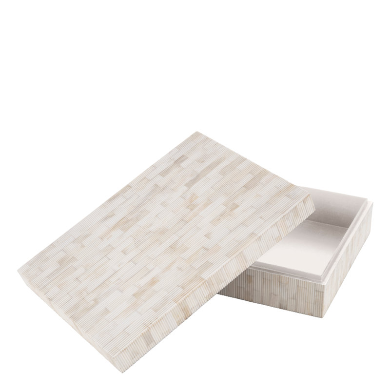 Scoop Handmade Bone Decorative Box, 4.33" H x 16.14" W x 12.4" D