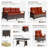 Meissalivve 8 Pieces Patio Furniture Sets, Pe Wicker Outdoor Conversation Sets With 2 Wood Armrests Swivel Rocker Chairs, 2 Ottomans, 2 Sofa And Dining Table (Red)-1452485425-1452485429
