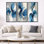 Tourbillon abstrait dans des tons bleus et blancs - art mural encadré abstrait, 3 pièces