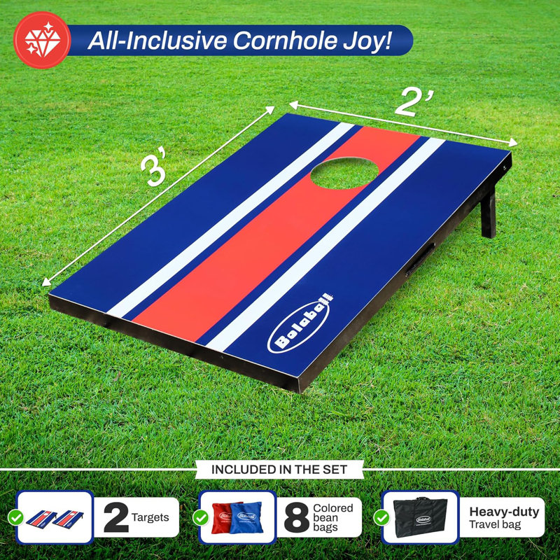 Ensemble de jeu de cornhole Bolaball avec 8 sacs de jeu, 2 x 3 pieds, jeux de société portatifs en bois et trous de maïs, jeux d'intérieur et d'extérieur pour la famille et les amis
