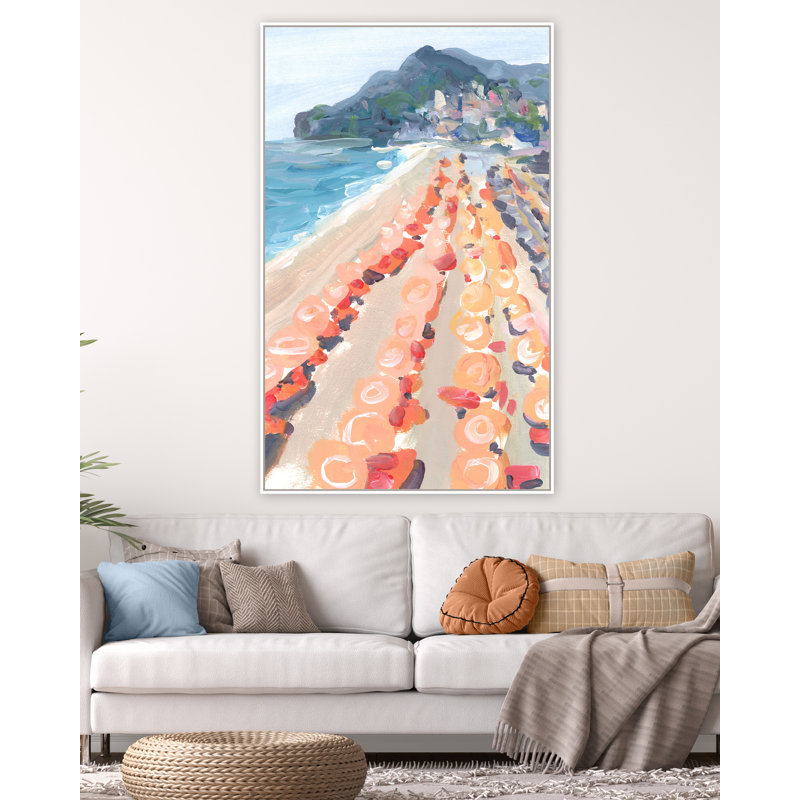 "Amalfi Abstract 4" par Katie Ré Scheidt, H 32,25 po x l 21,25 po, Cadre flottant blanc