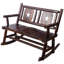 Chaise berçante d'extérieur en bois carbonisé double pour 2 personnes avec siège large et incurvé