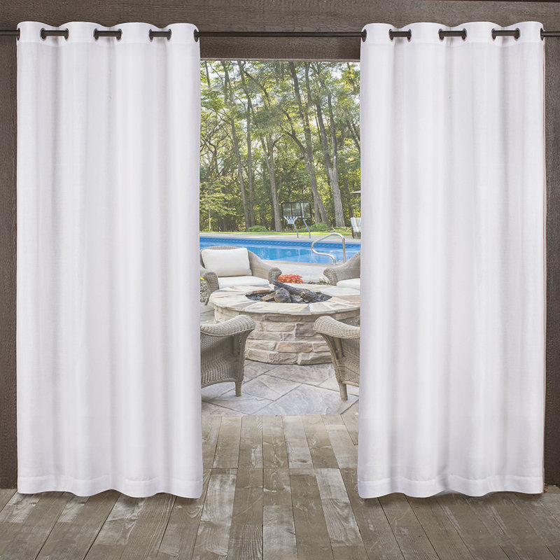 Paire de rideaux semi-transparents avec œillets Alvina, Ivoire, l 54 po x L 96 po