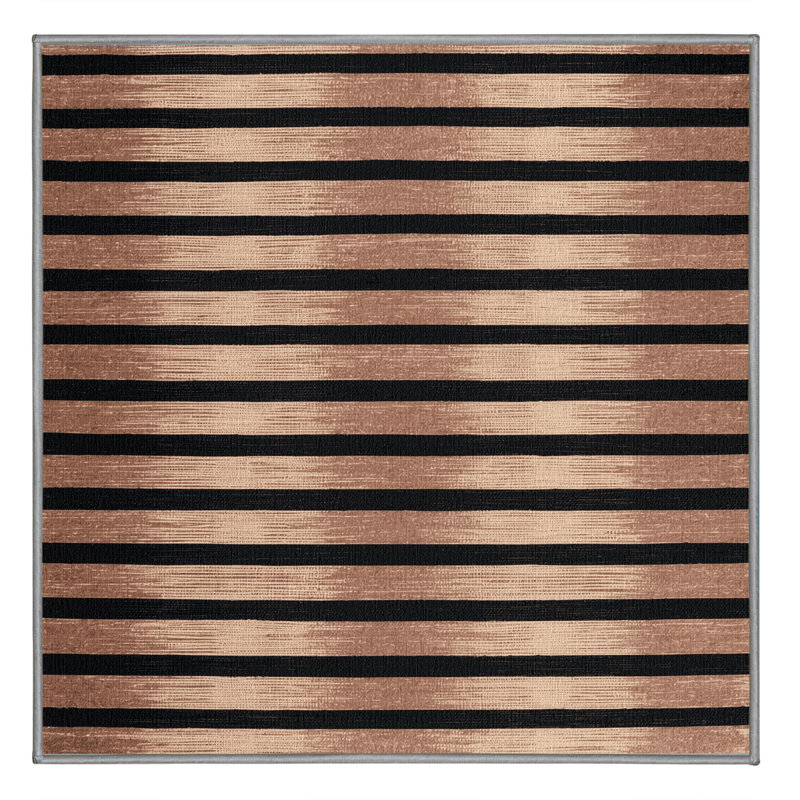 Tapis gris à rayures horizontales lavable à la machine, Carré 3 pi